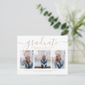 Moderne Afstuderen voor Script Calligraphy 3 Foto Uitnodiging Briefkaart (Staand voorkant)