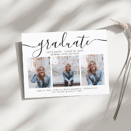 Moderne Afstuderen voor Script Calligraphy 3 Foto Uitnodiging Briefkaart