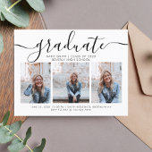 Moderne Afstuderen voor Script Calligraphy 3 Foto Uitnodiging Briefkaart