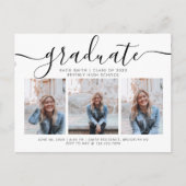 Moderne Afstuderen voor Script Calligraphy 3 Foto Uitnodiging Briefkaart (Voorkant)