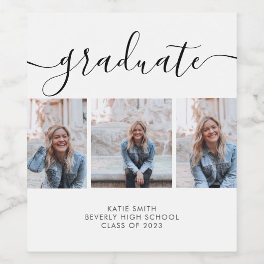 Moderne Afstuderen voor Script Calligraphy 3 Foto Wijn Etiket (Enkel label)