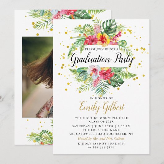 Moderne Afstuderen voor tropische houtvlies Foto Kaart (Voorkant / Achterkant)