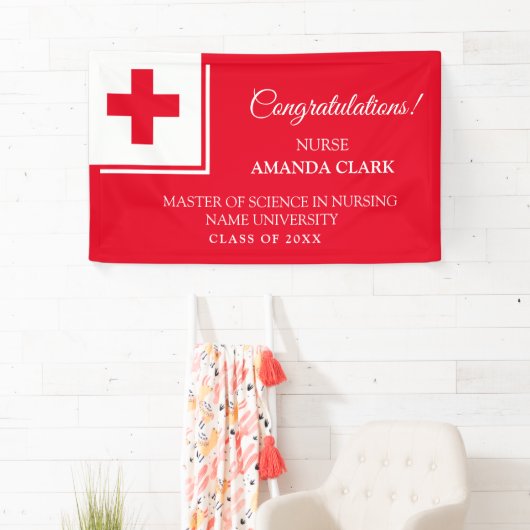 Moderne Afstuderen voor witte en rode kruis Spandoek (Insitu)