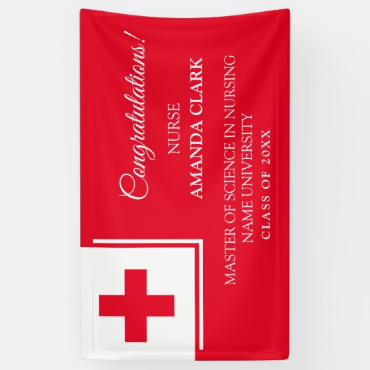Moderne Afstuderen voor witte en rode kruis Spandoek (Verticaal)