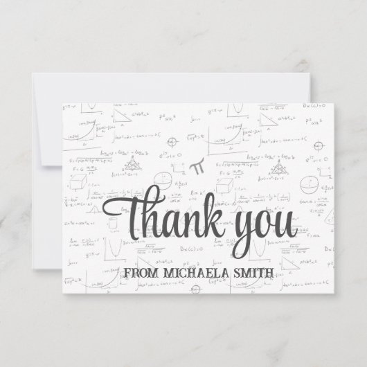 Moderne Afstuderen wiskundeformules in script Bedankkaart (Voorkant)