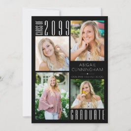 Moderne Afstuderen zwart wit 5 Foto Aankondiging