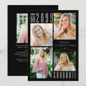 Moderne Afstuderen zwart wit 5 Foto Aankondiging (Voorkant / Achterkant)