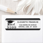 Moderne Afstuderen zwart-wit klasse jaar Etiket (Insitu)