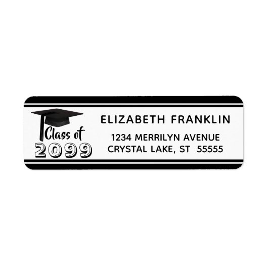 Moderne Afstuderen zwart-wit klasse jaar Etiket (Voorkant)