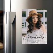 Moderne Afstuderen zwarte-scriptfoto Magnetische Uitnodiging