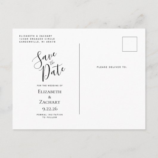 Moderne Agaat Emerald Green Paarse Save the Date Aankondigingskaart (Achterkant)