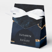 Moderne Agaat Geode Boog Navyblauw Goud Bedankdoosjes (Voorkant Zijde)