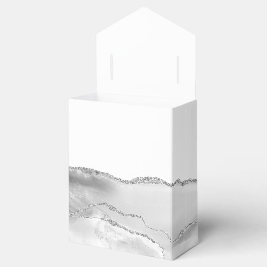 Moderne Agaat Geode Grijs Zilver Bedankdoosjes (Geopend)