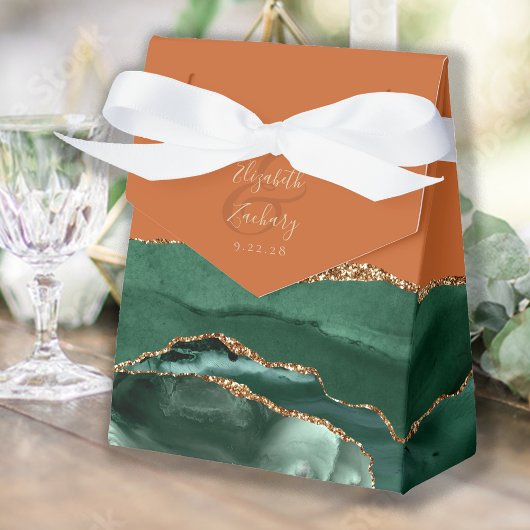 Moderne Agaat Geode Smaragd Groene Gouden Roest Bedankdoosjes