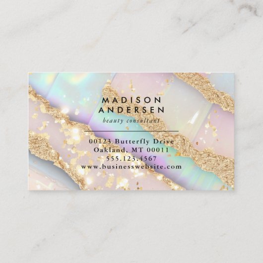 Moderne Agaat Gold Glitter Glam Visitekaartje (Achterkant)