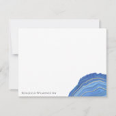 Moderne Agaat Knikker Blauw Goud Glitters Geode Notitiekaartje (Voorkant)