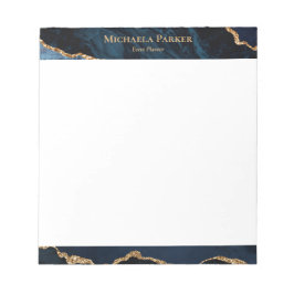 Moderne Agaat Navyblauw Goud Elegant Notitieblok