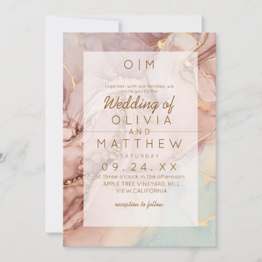 Moderne Agaat Neutral Wedding Kaart (Voorkant)