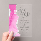 Moderne Agaat Roze Zilveren Huwelijk Save the Date Acryl Uitnodigingen (Insitu (Draagbaar))
