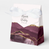 Moderne agaatgeode burgundy goudroze bedankdoosjes (Voorkant Zijde)
