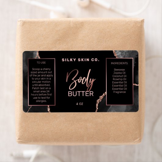 Moderne Agate Black Roos Gold Body Butter Labels (Insitu)
