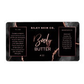 Moderne Agate Black Roos Gold Body Butter Labels (Voorkant)