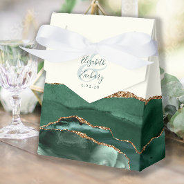 Moderne Agate Geode Smaragdgroen Goud Bedankdoosjes
