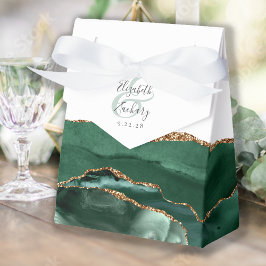 Moderne Agate Geode Smaragdgroen Goud Bedankdoosjes