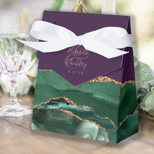 Moderne Agate Geode Smaragdgroen Goud Paars Bedankdoosjes