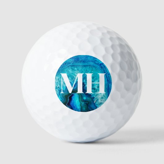 Moderne Agate Golfer Initiaal Monogram Golfballen (Voorkant)