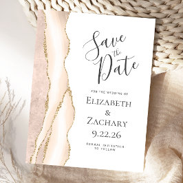 Moderne Agate Ivoor Goud Save the Date Aankondigingskaart