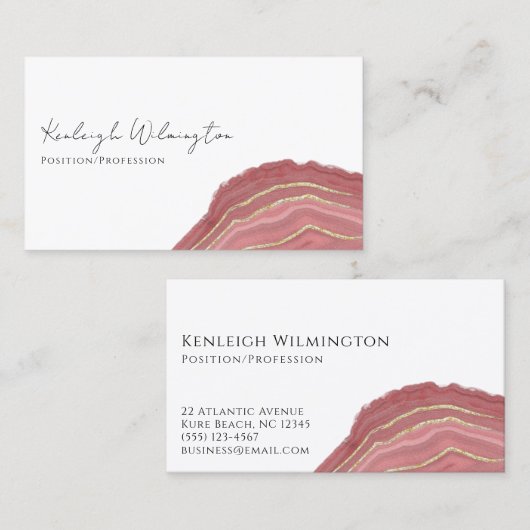 Moderne Agate Marmer Rust Red Gold Glitter Geode Visitekaartje (Voorkant / Achterkant)