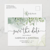 Moderne Agate Waterverf Eucalyptus Griekenland Aankondigingskaart (Voorkant / Achterkant)