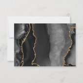 Moderne Agate Zwarte Gouden Script Donkere Bruilof RSVP Kaartje (Achterkant)