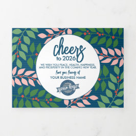 Moderne agenda met Logo - Blauw Groen Bedrijf Drieluik Wenskaart