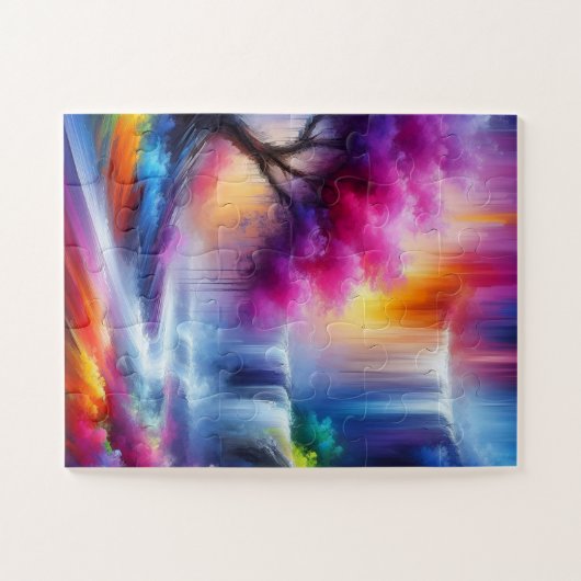 Moderne AI Gegenereerde Abstracte Schilderijwaterv Legpuzzel (Horizontaal)