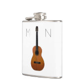 Moderne akoestische gitaar monogram minimalistisch heupfles (Links)
