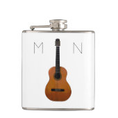 Moderne akoestische gitaar monogram minimalistisch heupfles (Voorkant)