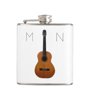 Moderne akoestische gitaar monogram minimalistisch heupfles