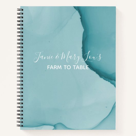 Moderne Alcohol Inkt Blauwe Ontwerp Recept Notitieboek (Voorkant)