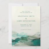 Moderne Alcoholinkt Groene Abstracte Bruiloft Save The Date (Voorkant)