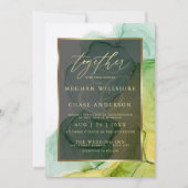 Moderne alcoholinkt Vibrant Greens en Golds Kaart (Voorkant)