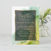 Moderne alcoholinkt Vibrant Greens en Golds Kaart (Staand voorkant)