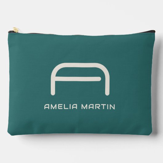 Moderne Alexandriet Teal Geometrische Monogram Etui (Voorkant)