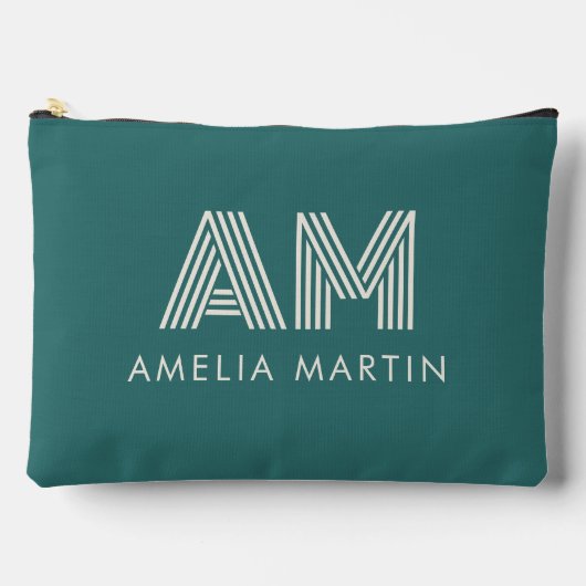 Moderne Alexandriet Teal Geometrische Monogram Etui (Voorkant)
