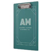 Moderne Alexandriet Teal Geometrische Monogram Klembord (Links)