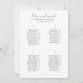 Moderne alfabetische bruiloft gast zittende Kaarte (Voorkant)