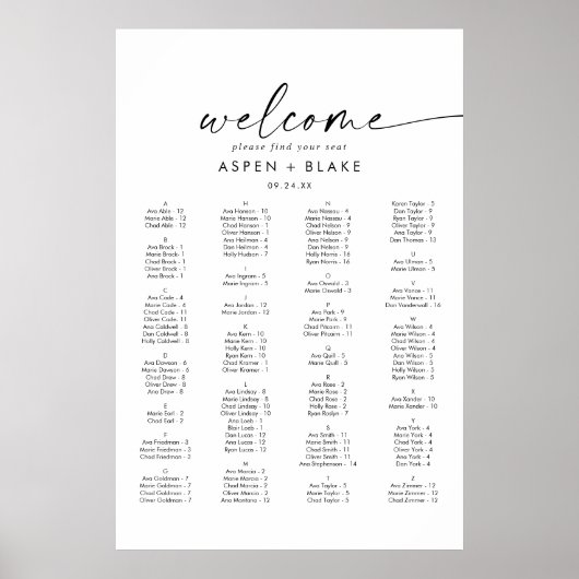 Moderne alfabetische segmentatieweergave voor scri poster (Voorkant)