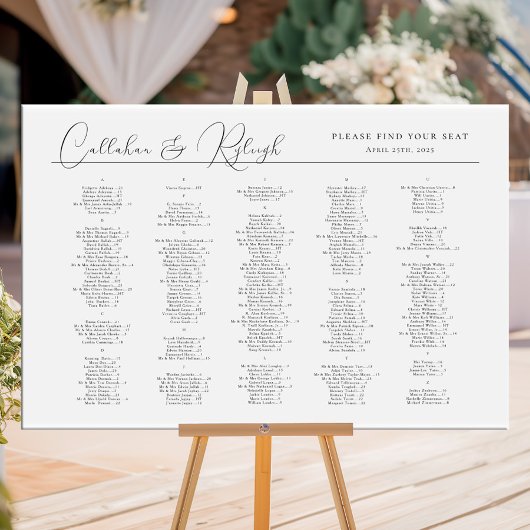 Moderne alfabetische weddingstoelengrafiek poster