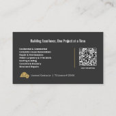 Moderne Algemene Aannemer Black Gold QR-code Visitekaartje (Achterkant)